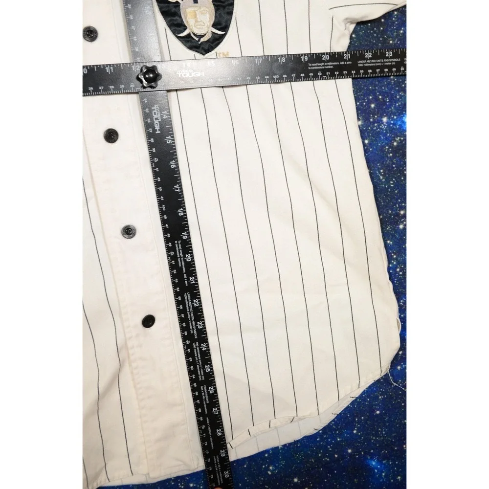 Vintage Starter LA Oakland Raiders Jersey‎ Mens Medium Pinstripe White NFL 90s